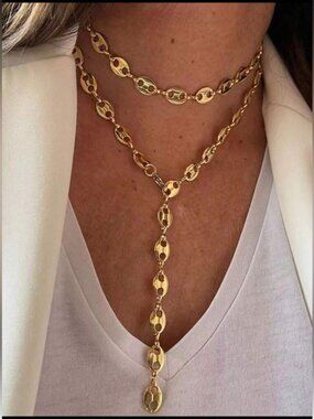Elegant Gold yshape Necklace N988